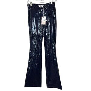 NWT Tiger Mist Joelle High-Waisted Blue Patent Flared Pants XS